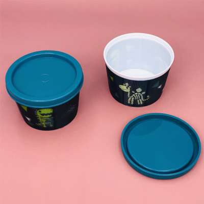 3D Lenticular Custom Printing Eco-Friendly BPA Free Cheap Round Discoloration Plastic Ice Cream Cup With Lids