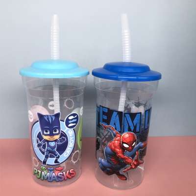 Custom Logo Eco-Friendly Bpa Free Portable  Promotion Product Kids Plastic Drinking Cups With Lids Straws