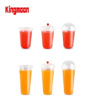 Disposable Cups with 4 Options for The Lid Food Grade Clear Plastic Cups for Iced Cold Milk Tea Coffee Juice Boba Smoothie