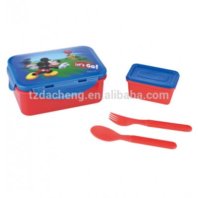 100% Food Grade Refrigerated Food Container 3D Lenticular Lunch Box Plastic Kids Lunch Box With Spoon And Fork