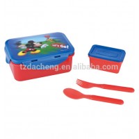 100% Food Grade Refrigerated Food Container 3D Lenticular Lunch Box Plastic Kids Lunch Box With Spoon And Fork