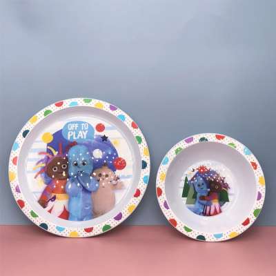 Wholesale Custom Logo Print Eco Friendly BPA Free Promotion IML Dinner Plates Cheap Reusable Plastic Plate