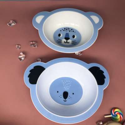 Cheap Promotional Gifts Cute Cartoon Bear Shape Plastic Tray Vegetable Tray BPA Free Kids Soup Food Bowl